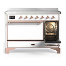 ILVE Majestic III 48-Inch Induction Range with 6 Induction Elements and Solid Door Electric Oven in White with Copper Trim (UMIB48QNR3WHP)