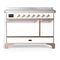ILVE Majestic III 48-Inch Induction Range with 6 Induction Elements and Solid Door Electric Oven in White with Copper Trim (UMIB48QNR3WHP)
