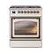 ILVE Nostalgie II Noblesse 30-Inch 4.0 Cu. Ft. Propane Gas Dual Fuel Range with 5 Burners and Triple Glass Door in Antique White with Burnished Bronze Trim (UN30NMPAWBLP)