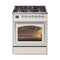 ILVE Nostalgie II Noblesse 30-Inch 4.0 Cu. Ft. Propane Gas Dual Fuel Range with 5 Burners and Triple Glass Door in Antique White with Chrome Trim (UN30NMPAWCLP)