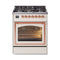 ILVE Nostalgie II Noblesse 30-Inch 4.0 Cu. Ft. Propane Gas Dual Fuel Range with 5 Burners and Triple Glass Door in Antique White with Copper Trim (UN30NMPAWPLP)