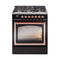 ILVE Nostalgie II Noblesse 30-Inch 4.0 Cu. Ft. Natural Gas Dual Fuel Range with 5 Burners and Triple Glass Door in Glossy Black with Copper Trim (UN30NMPBKP)