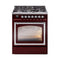 ILVE Nostalgie II Noblesse 30-Inch 4.0 Cu. Ft. Natural Gas Dual Fuel Range with 5 Burners and Triple Glass Door in Burgundy with Chrome Trim (UN30NMPBUC)