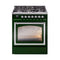 ILVE Nostalgie II Noblesse 30-Inch 4.0 Cu. Ft. Propane Gas Dual Fuel Range with 5 Burners and Triple Glass Door in Emerald Green with Chrome Trim (UN30NMPEGCLP)