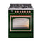 ILVE Nostalgie II Noblesse 30-Inch 4.0 Cu. Ft. Natural Gas Dual Fuel Range with 5 Burners and Triple Glass Door in Emerald Green with Copper Trim (UN30NMPEGP)