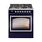 ILVE Nostalgie II Noblesse 30-Inch 4.0 Cu. Ft. Natural Gas Dual Fuel Range with 5 Burners and Triple Glass Door in Midnight Blue with Chrome Trim (UN30NMPMBC)