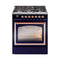 ILVE Nostalgie II Noblesse 30-Inch 4.0 Cu. Ft. Natural Gas Dual Fuel Range with 5 Burners and Triple Glass Door in Midnight Blue with Copper Trim (UN30NMPMBP)