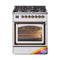 ILVE Nostalgie II Noblesse 30-Inch 4.0 Cu. Ft. Natural Gas Dual Fuel Range with 5 Burners and Triple Glass Door in Custom RAL with Burnished Bronze Trim (UN30NMPRAB)