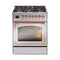 ILVE Nostalgie II Noblesse 30-Inch 4.0 Cu. Ft. Propane Gas Dual Fuel Range with 5 Burners and Triple Glass Door in Stainless Steel with Copper Trim (UN30NMPSSPLP)