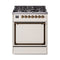 ILVE Nostalgie II Noblesse 30-Inch 4.0 Cu. Ft. Propane Gas Dual Fuel Range with 5 Burners and Solid Door in Antique White with Burnished Bronze Trim (UN30QNMPAWBLP)