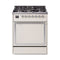 ILVE Nostalgie II Noblesse 30-Inch 4.0 Cu. Ft. Propane Gas Dual Fuel Range with 5 Burners and Solid Door in Antique White with Chrome Trim (UN30QNMPAWCLP)