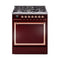 ILVE Nostalgie II Noblesse 30-Inch 4.0 Cu. Ft. Propane Gas Dual Fuel Range with 5 Burners and Solid Door in Burgundy with Copper Trim (UN30QNMPBUPLP)