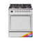 ILVE Nostalgie II Noblesse 30-Inch 4.0 Cu. Ft. Propane Gas Dual Fuel Range with 5 Burners and Solid Door in Custom RAL with Chrome Trim (UN30QNMPRACLP)