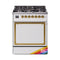 ILVE Nostalgie II Noblesse 30-Inch 4.0 Cu. Ft. Propane Gas Dual Fuel Range with 5 Burners and Solid Door in RAL with Brass Trim (UN30QNMPRAGLP)