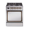 ILVE Nostalgie II Noblesse 30-Inch 4.0 Cu. Ft. Natural Gas Dual Fuel Range with 5 Burners and Solid Door in Stainless Steel with Burnished Bronze Trim (UN30QNMPSSB)