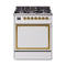 ILVE Nostalgie II Noblesse 30-Inch 4.0 Cu. Ft. Propane Gas Dual Fuel Range with 5 Burners and Solid Door in White with Brass Trim (UN30QNMPWHGLP)