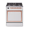 ILVE Nostalgie II Noblesse 30-Inch 4.0 Cu. Ft. Propane Gas Dual Fuel Range with 5 Burners and Solid Door in White with Copper Trim (UN30QNMPWHPLP)