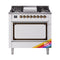 ILVE Nostalgie II Noblesse 36-Inch 3.5 Cu. Ft. Propane Gas Dual Fuel Range with 6 Burners, Griddle and Solid Door in Custom RAL with Burnished Bronze Trim (UN36FQNMPRABLP)