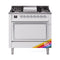 ILVE Nostalgie II Noblesse 36-Inch 3.5 Cu. Ft. Propane Gas Dual Fuel Range with 6 Burners, Griddle and Solid Door in Custom RAL with Chrome Trim (UN36FQNMPRACLP)