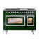 ILVE Nostalgie II Noblesse 48-Inch 5.02 Cu. Ft. Dual Oven Propane Gas Dual Fuel Range with 8 Burners, Griddle and Triple Glass Door in Emerald Green with Chrome Trim (UN48FNMPEGCLP)