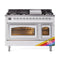 ILVE Nostalgie II Noblesse 48-Inch 5.02 Cu. Ft. Dual Oven Propane Gas Dual Fuel Range with 8 Burners, Griddle and Triple Glass Door in Custom RAL with Chrome Trim (UN48FNMPRACLP)