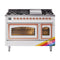 ILVE Nostalgie II Noblesse 48-Inch 5.02 Cu. Ft. Dual Oven Natural Gas Dual Fuel Range with 8 Burners, Griddle and Triple Glass Door in Custom RAL with Copper Trim (UN48FNMPRAP)