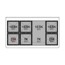 Gas burner BTU layout diagram: 10.5K, 25K, 7K zones on range