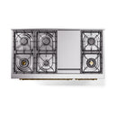 Dual fuel range top with cast burner grates and control panel