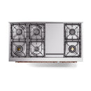Stainless freestanding range cooktop with six gas burners and black grates