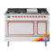 ILVE Nostalgie II Noblesse 48-Inch 5.02 Cu. Ft. Dual Oven Propane Gas Dual Fuel Range with 8 Burners, Griddle and Solid Door in Custom RAL with Copper Trim (UN48FQNMPRAPLP)