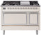 ILVE Nostalgie II Noblesse 48-Inch 5.02 Cu. Ft. Dual Oven Natural Gas Dual Fuel Range with 8 Burners, Griddle and Solid Door in Antique White with Chrome Trim (UN48FQNMPAWC)