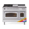 ILVE Nostalgie II Noblesse 48-Inch 5.02 Cu. Ft. Dual Oven Propane Gas Dual Fuel Range with 5 Burners, Griddle, French Top and Triple Glass Door in Custom RAL with Chrome Trim (UN48FSNMPRACLP)