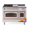ILVE Nostalgie II Noblesse 48-Inch 5.02 Cu. Ft. Dual Oven Propane Gas Dual Fuel Range with 5 Burners, Griddle, French Top and Triple Glass Door in Custom RAL with Copper Trim (UN48FSNMPRAPLP)
