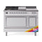 ILVE Nostalgie II Noblesse 48-Inch 5.02 Cu. Ft. Dual Oven Natural Gas Dual Fuel Range with 5 Burners, Griddle, French Top and Solid Door in Custom RAL with Chrome Trim (UN48FSQNMPRAC)