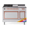 ILVE Nostalgie II Noblesse 48-Inch 5.02 Cu. Ft. Dual Oven Propane Gas Dual Fuel Range with 5 Burners, Griddle, French Top and Solid Door in Custom RAL with Copper Trim (UN48FSQNMPRAPLP)
