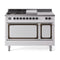 ILVE Nostalgie II Noblesse 48-Inch 5.02 Cu. Ft. Dual Oven Propane Gas Dual Fuel Range with 5 Burners, Griddle, French Top and Solid Door in White with Burnished Bronze Trim (UN48FSQNMPWHBLP)