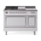 ILVE Nostalgie II Noblesse 48-Inch 5.02 Cu. Ft. Dual Oven Propane Gas Dual Fuel Range with 5 Burners, Griddle, French Top and Solid Door in White with Chrome Trim (UN48FSQNMPWHCLP)