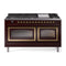 ILVE Nostalgie II Noblesse 60-Inch 5.8 Cu. Ft. Dual Oven Natural Gas Dual Fuel Range with 9 Burners, Griddle and Triple Glass Door in Burgundy with Brass Trim (UN60FNMPBUG)