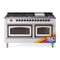 ILVE Nostalgie II Noblesse 60-Inch 5.8 Cu. Ft. Dual Oven Propane Gas Dual Fuel Range with 9 Burners, Griddle and Triple Glass Door in Custom RAL with Burnished Bronze Trim (UN60FNMPRABLP)