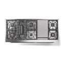 Under-burner layout diagram for a dual fuel gas range with burner modules