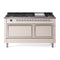 ILVE Nostalgie II Noblesse 60-Inch 5.8 Cu. Ft. Dual Oven Propane Gas Dual Fuel Range with 9 Burners, Griddle and Solid Door in Antique White with Chrome Trim (UN60FQNMPAWCLP)