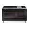 ILVE Nostalgie II Noblesse 60-Inch 5.8 Cu. Ft. Dual Oven Propane Gas Dual Fuel Range with 9 Burners, Griddle and Solid Door in Glossy Black with Burnished Bronze Trim (UN60FQNMPBKBLP)