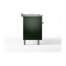 Solid door oven in emerald green with stainless top and chrome side handle