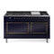 ILVE Nostalgie II Noblesse 60-Inch 5.8 Cu. Ft. Dual Oven Propane Gas Dual Fuel Range with 9 Burners, Griddle and Solid Door in Midnight Blue with Burnished Bronze Trim (UN60FQNMPMBBLP)