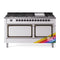 ILVE Nostalgie II Noblesse 60-Inch 5.8 Cu. Ft. Dual Oven Propane Gas Dual Fuel Range with 9 Burners, Griddle and Solid Door in Custom RAL with Burnished Bronze Trim (UN60FQNMPRABLP)