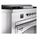 Dual fuel range control panel and brass oven handle with clock display