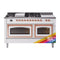 ILVE Nostalgie II Noblesse 60-Inch 5.8 Cu. Ft. Dual Oven Natural Gas Dual Fuel Range with 7 Burners, Griddle, French Top and Triple Glass Door in Custom RAL with Copper Trim (UN60FSNMPRAP)