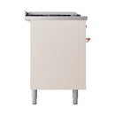 Antique white solid oven door with copper side trim and matching legs