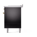 Glossy black side panel door with brass handle and sturdy legs