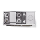 ILVE dual fuel range, top burner grates and French-top style sections